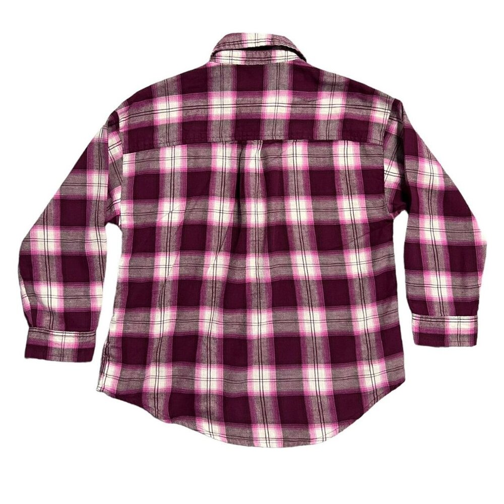 Gap Kids S (6-7Y) Pink & Purple Plaid Flannel Shirt - Picture 3 of 4